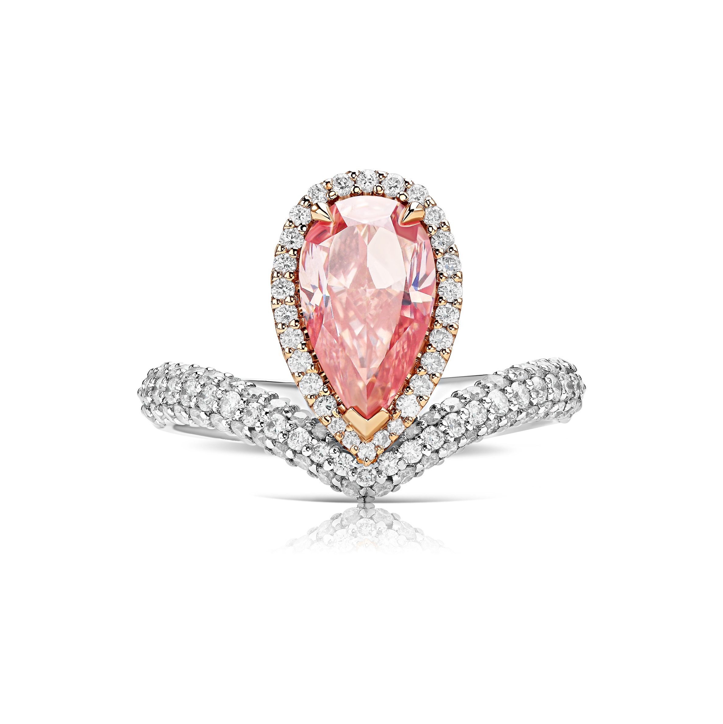Кольцо с розовым бриллиантом 1.58 ct #1