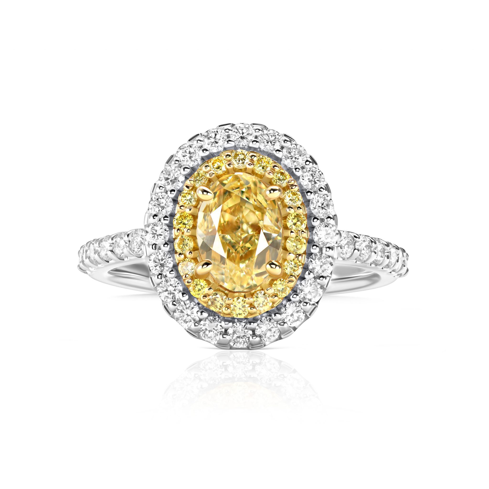 Кольцо с желтым бриллиантом 1.33 ct #1
