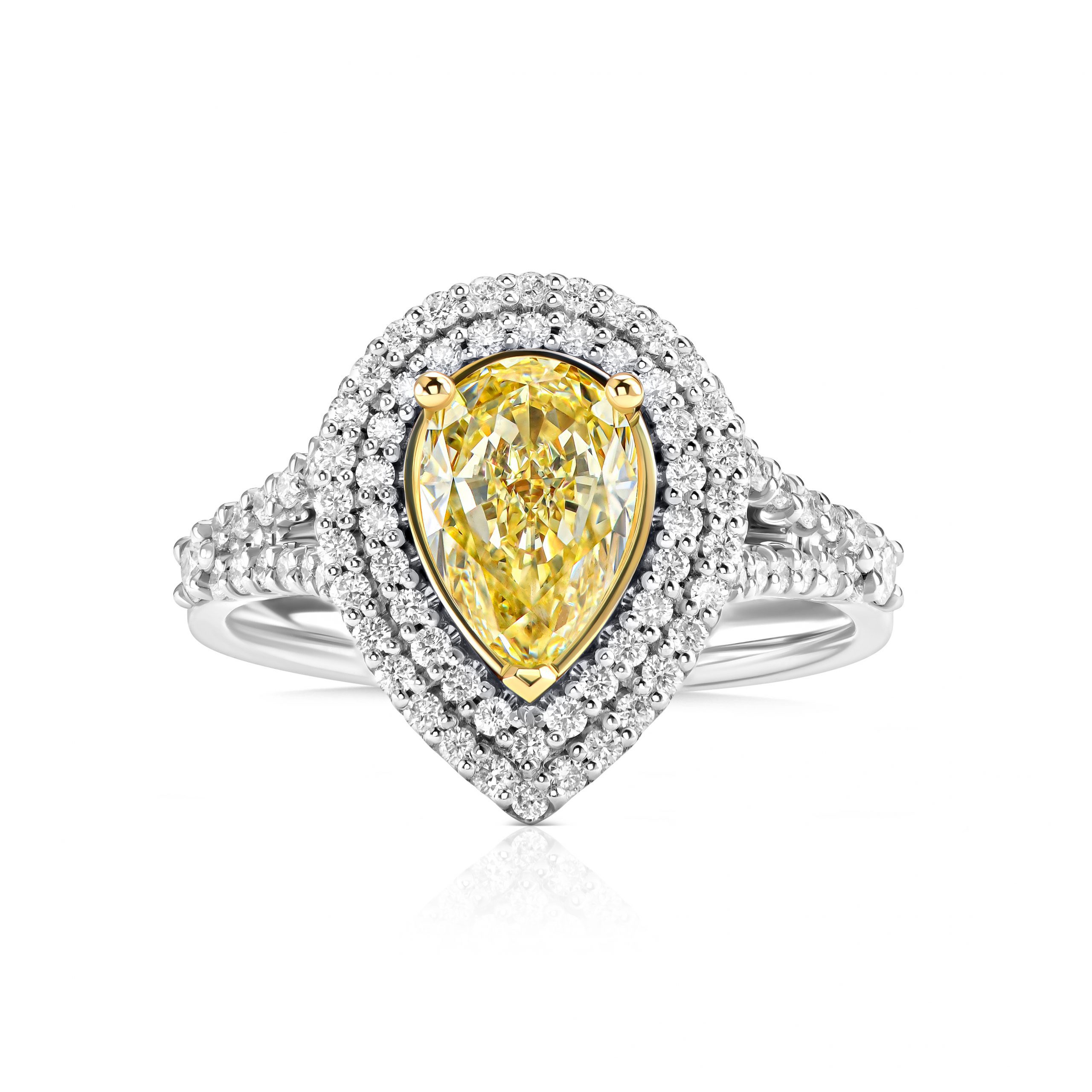 Кольцо с желтым бриллиантом 1.26 ct #1