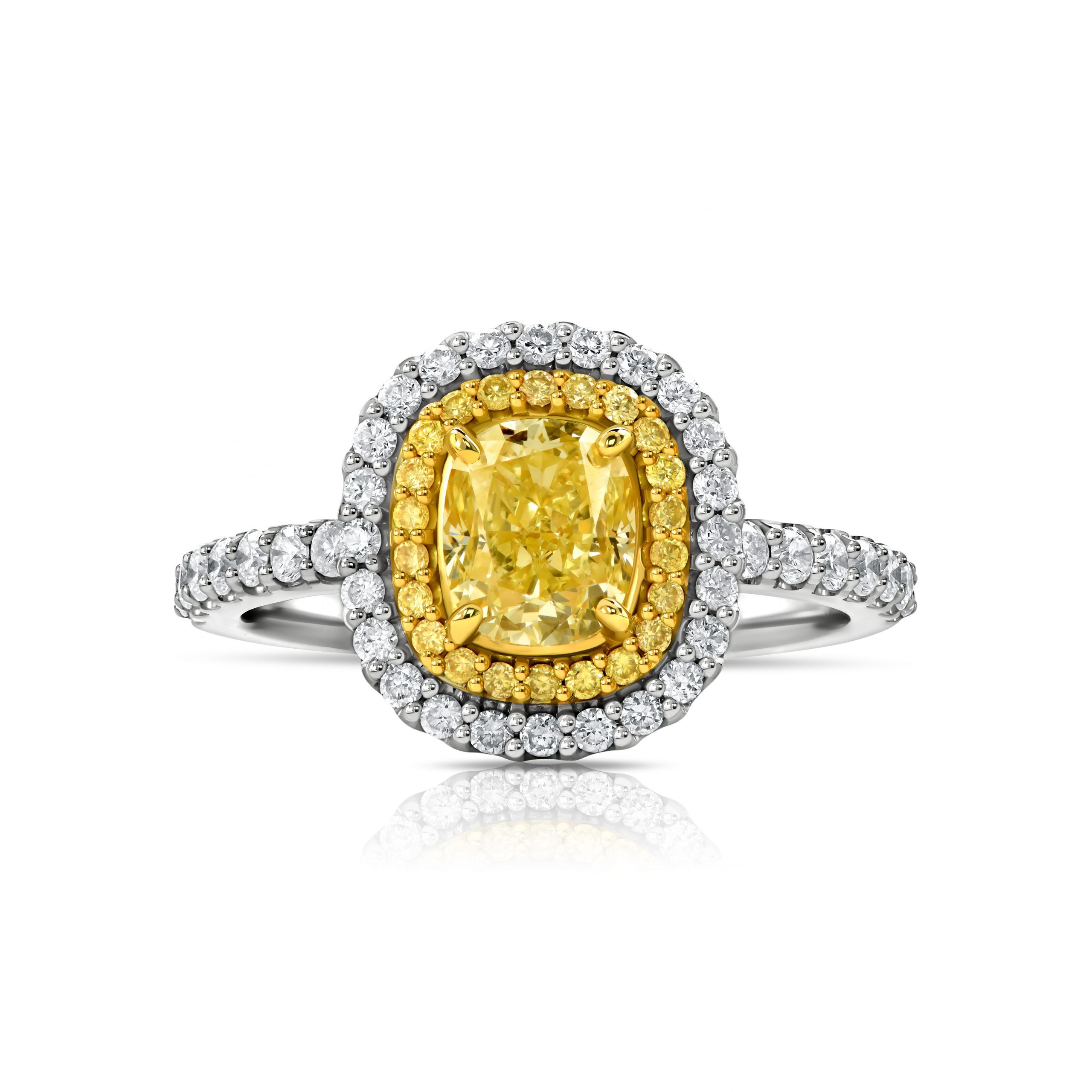 Кольцо с желтым бриллиантом 1.01 ct #1