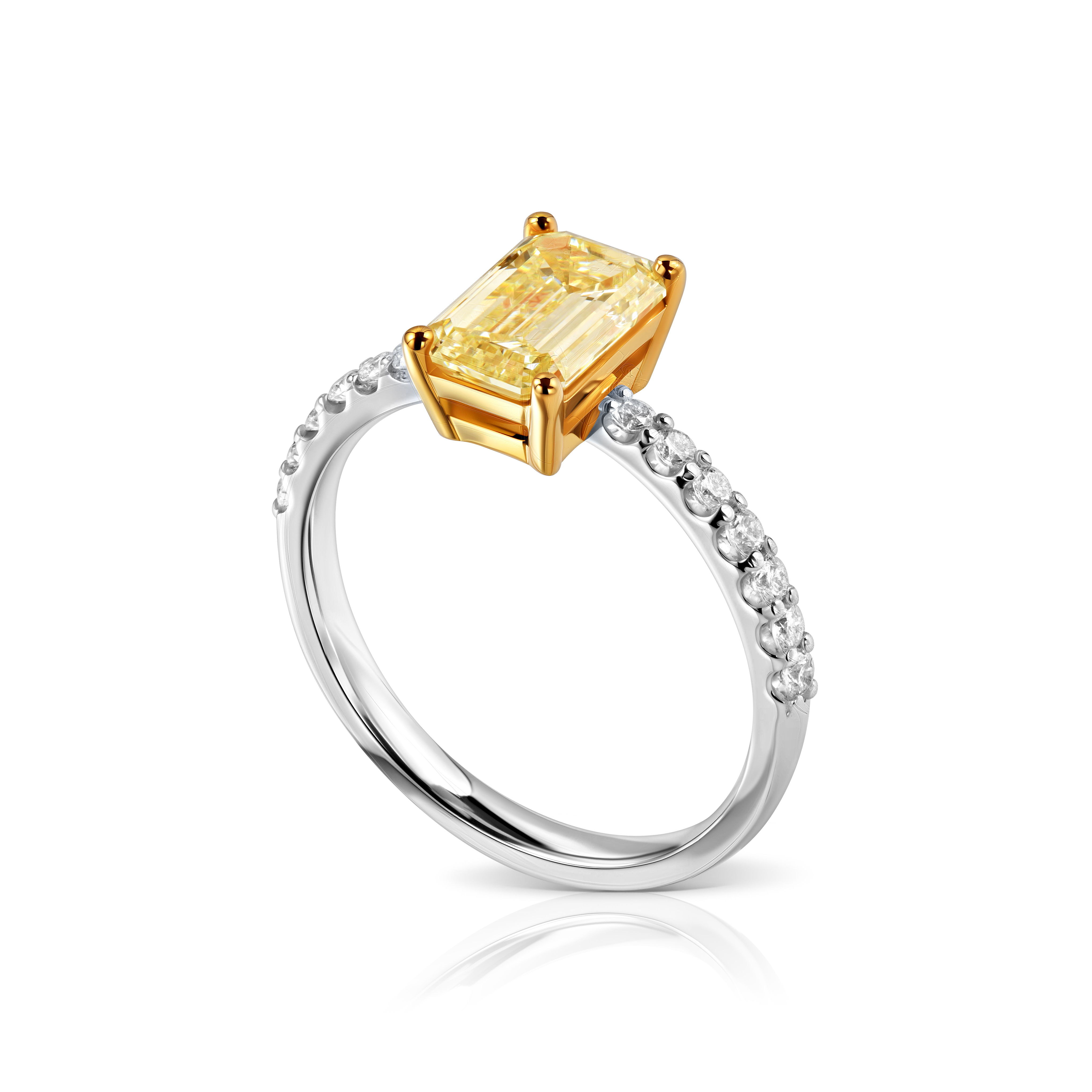 Кольцо с желтым бриллиантом 1.10 ct #1